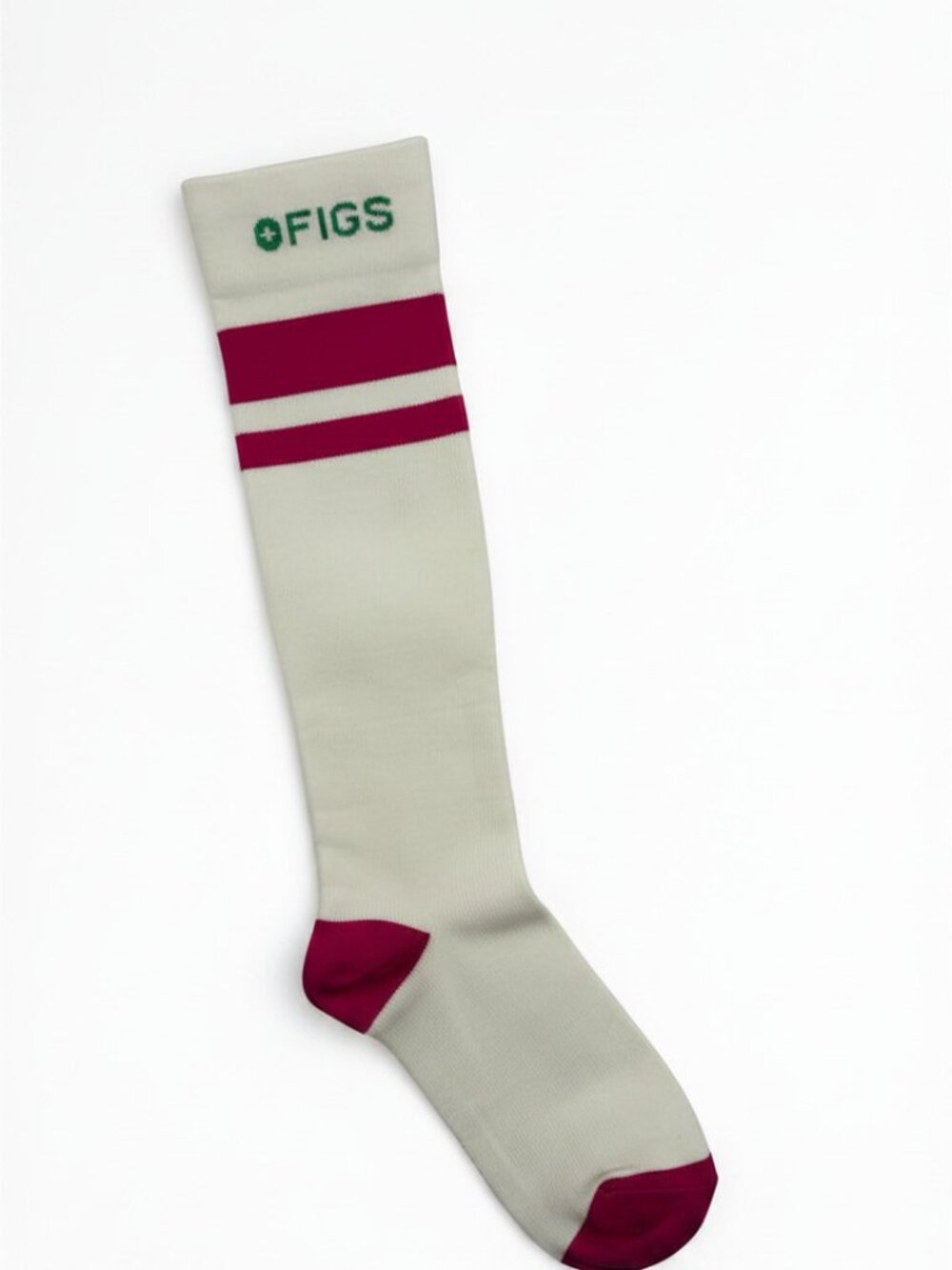 1 Pair FIGS Compression Socks White & Magenta Stripe 100% Awesome Size Large